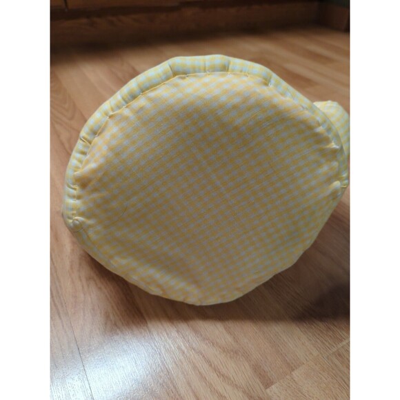 Easter Basket Hand Made Fabric Yellow White Gingham Vintage Soft Plush Handle - Picture 6 of 8